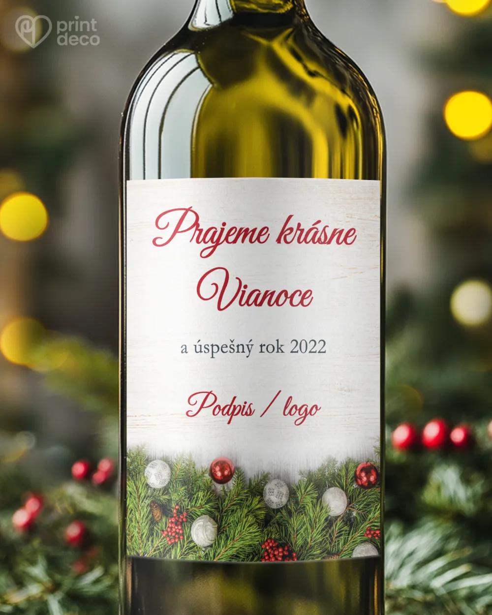 Vianočná etiketa na fľaše – motív 14