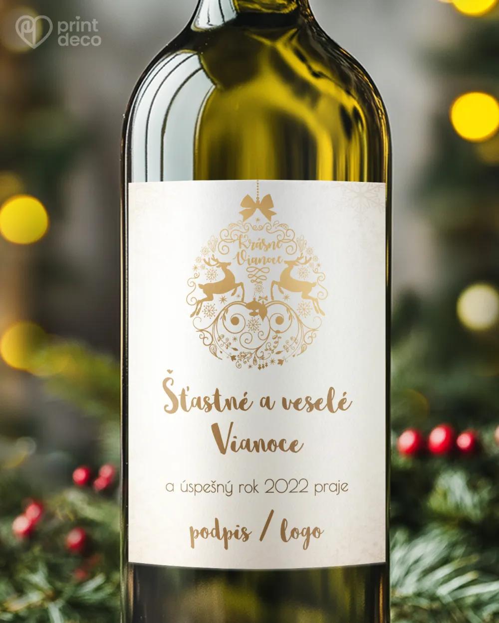 Vianočná etiketa na fľaše – motív 15