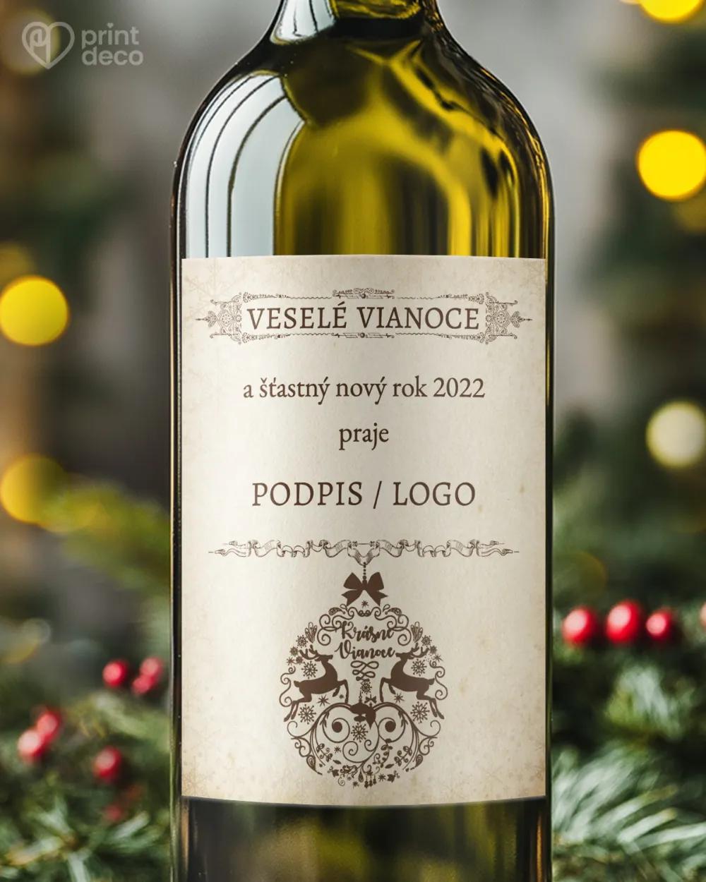 Vianočná etiketa na fľaše – motív 16
