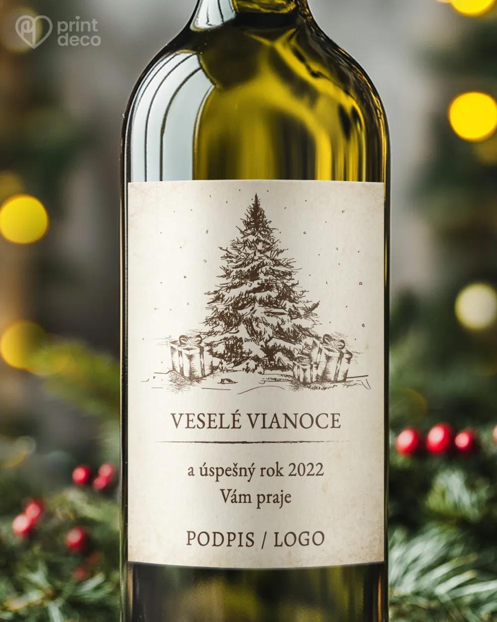 Vianočná etiketa na fľaše – motív 17