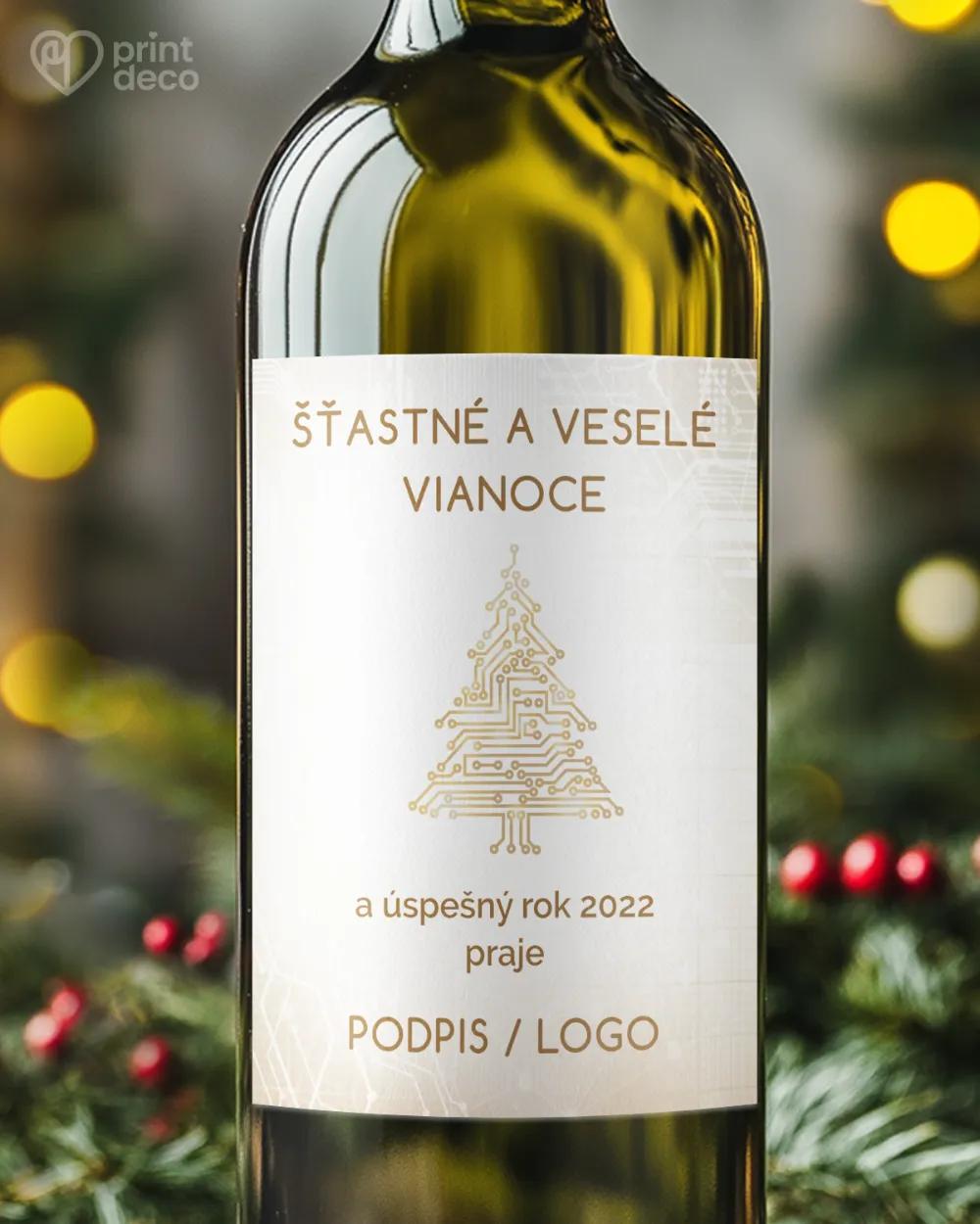 Vianočná etiketa na fľaše – motív 19