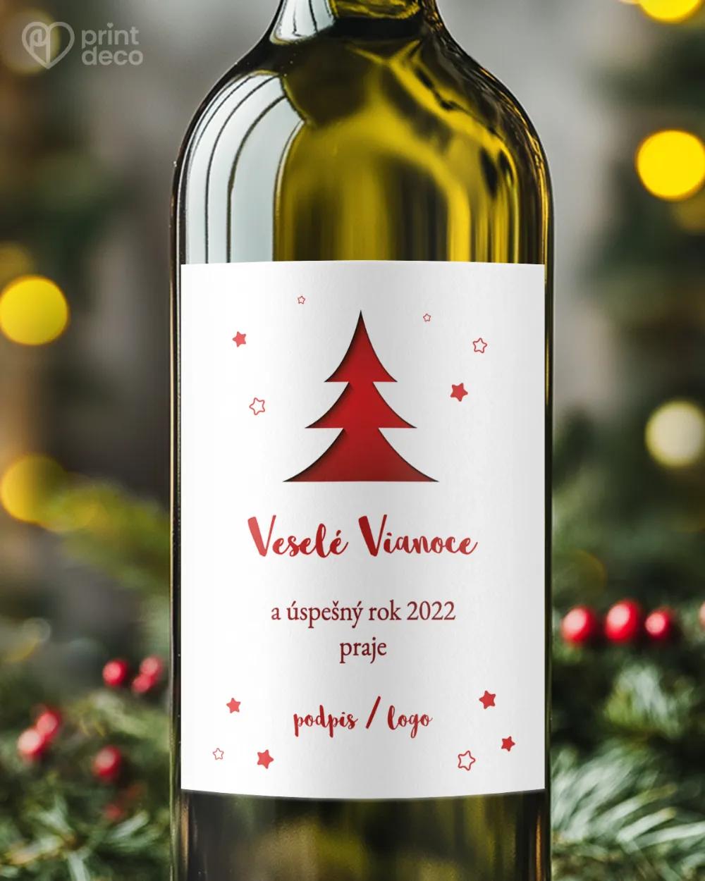 Vianočná etiketa na fľaše – motív 21 biela
