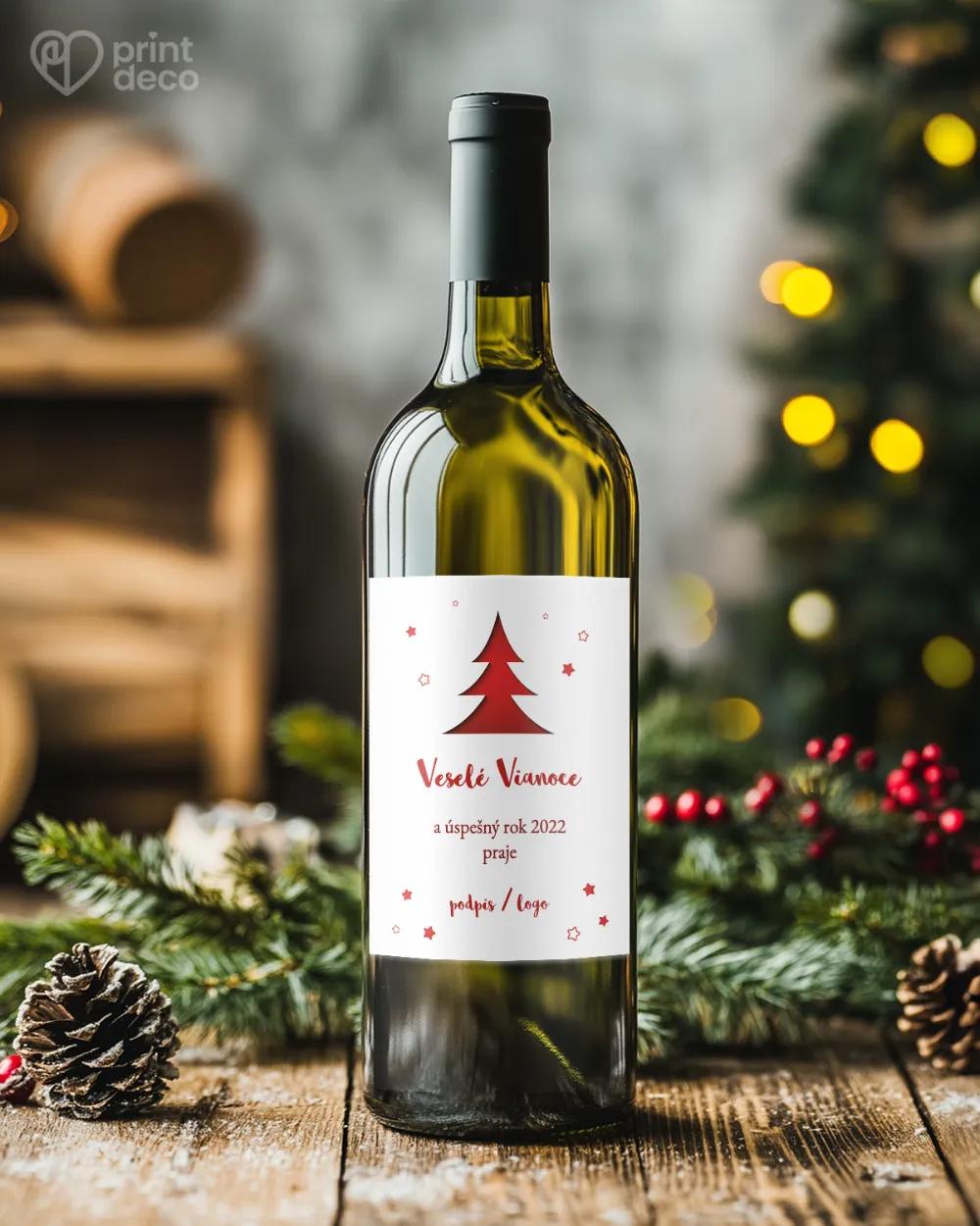 Vianočná etiketa na fľaše – motív 21 biela 1/2