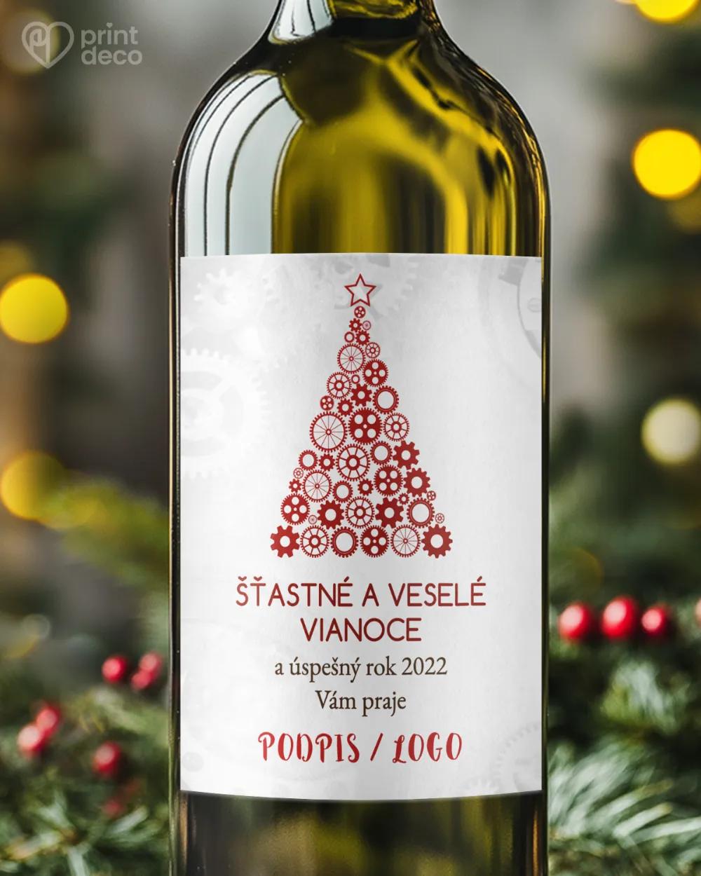 Vianočná etiketa na fľaše – motív 22