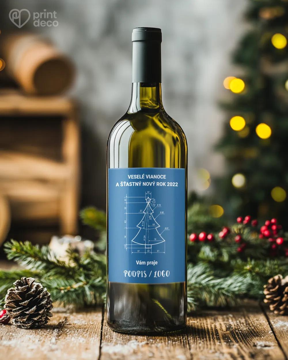 Vianočná etiketa na fľaše – motív 23 modrá 1/2