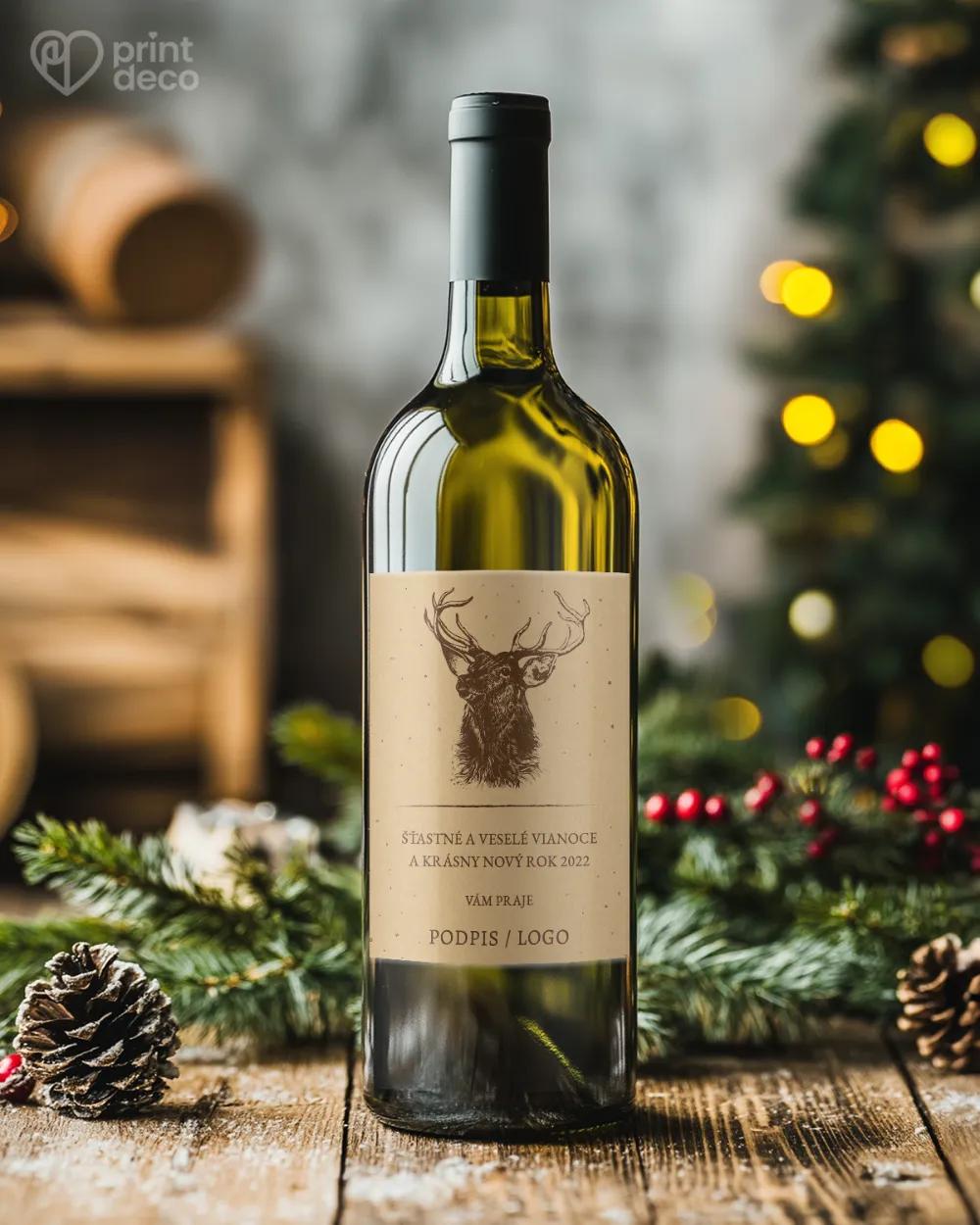 Vianočná etiketa na fľaše – motív 26 tmavá 1/2