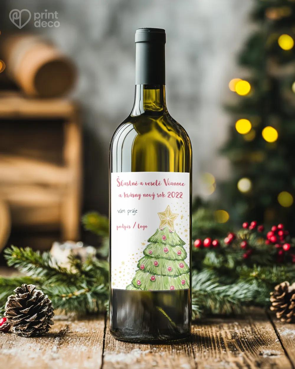 Vianočná etiketa na fľaše – motív 27 1/2