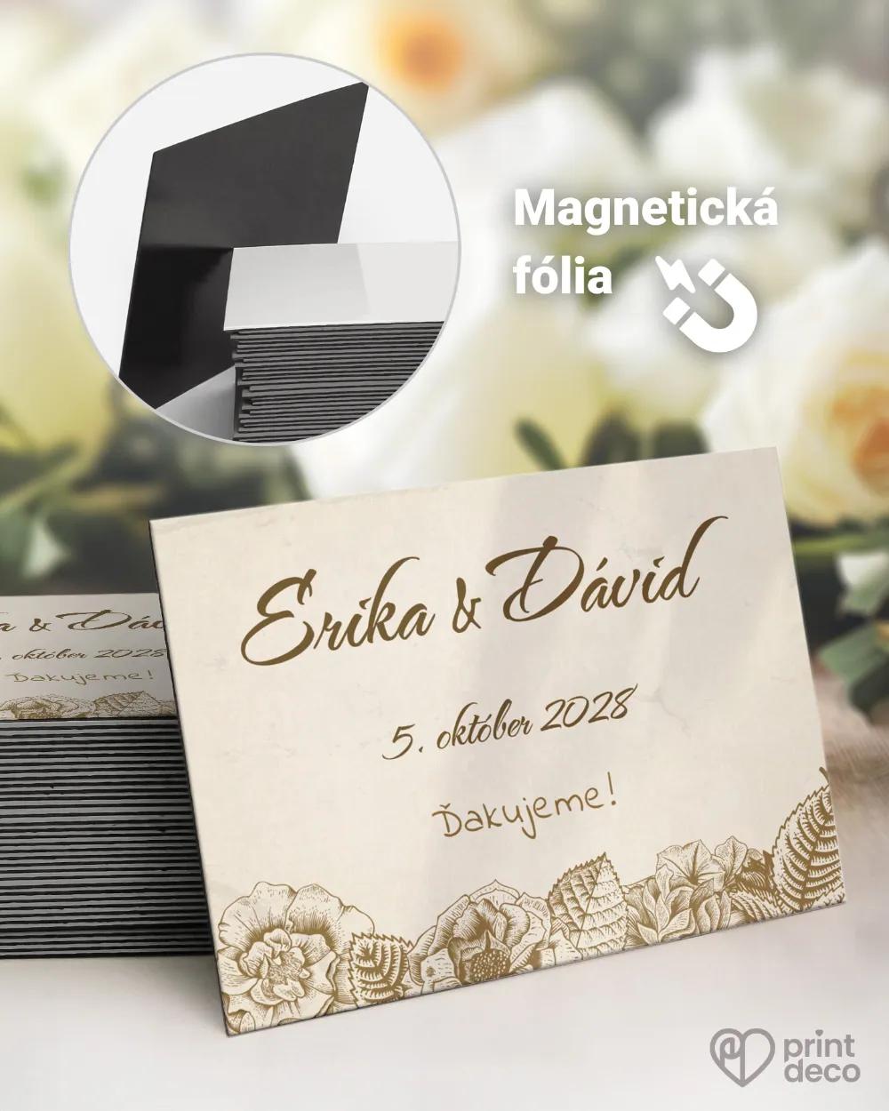 Svadobné magnetky - Vintage kvety