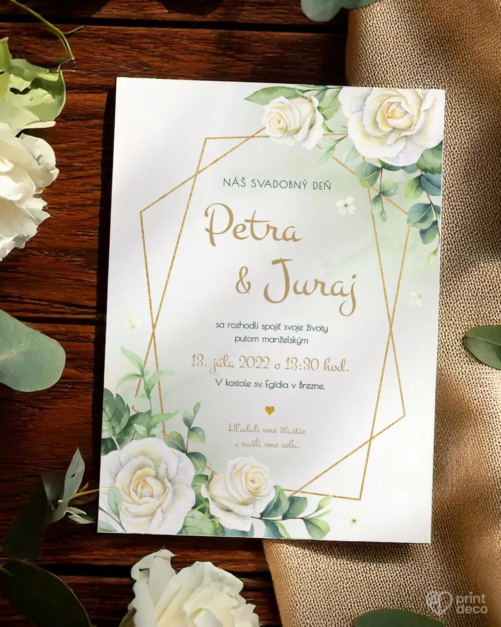 Svadobné oznámenia - Biele ruže 1/4