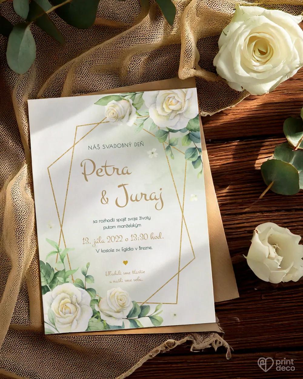 Svadobné oznámenia - Biele ruže 2/4