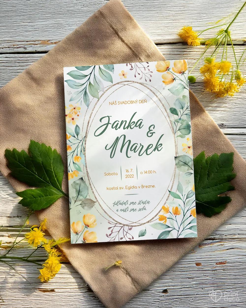 Svadobné oznámenia - Žlté kvietky 1/2