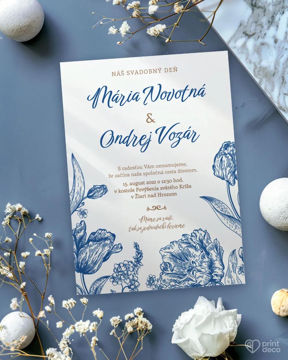 Svadobné oznámenia - Modré poľné kvety 1/2