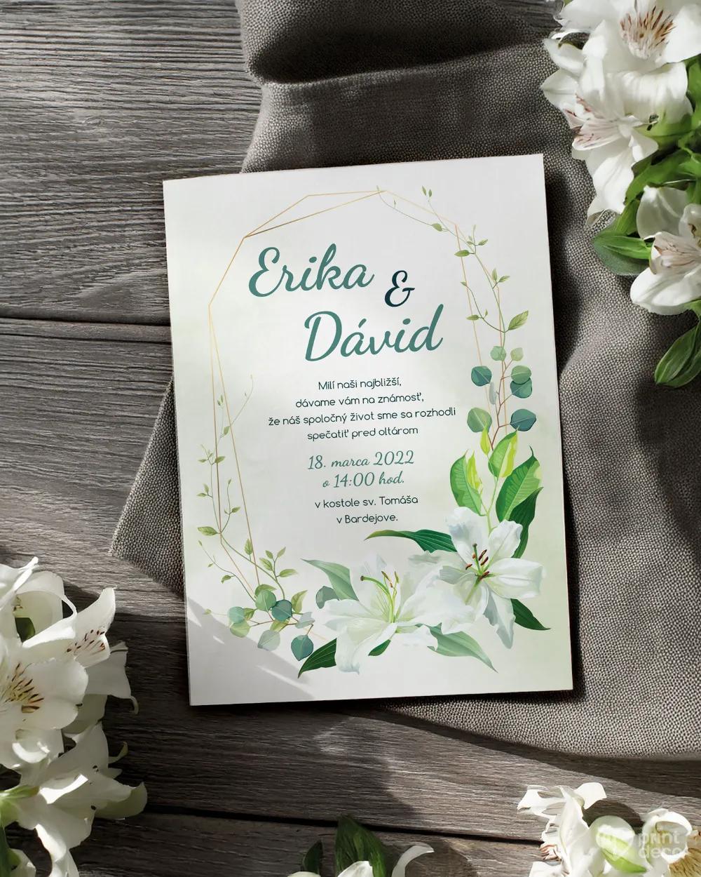 Svadobné oznámenia - Biele ľalie 1/2