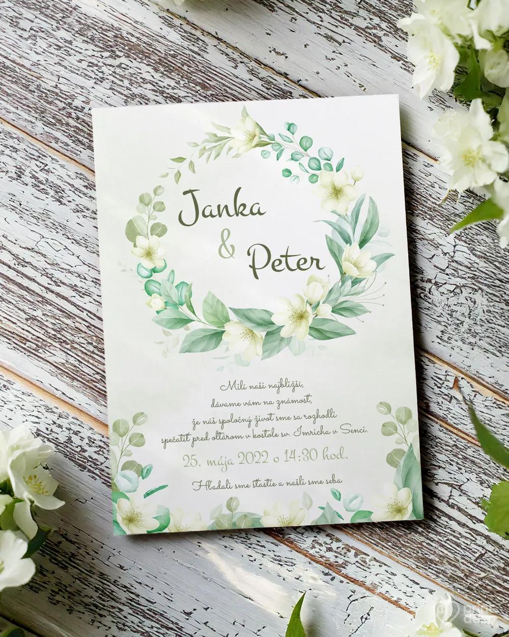 Svadobné oznámenia - Biele kvety 1/2