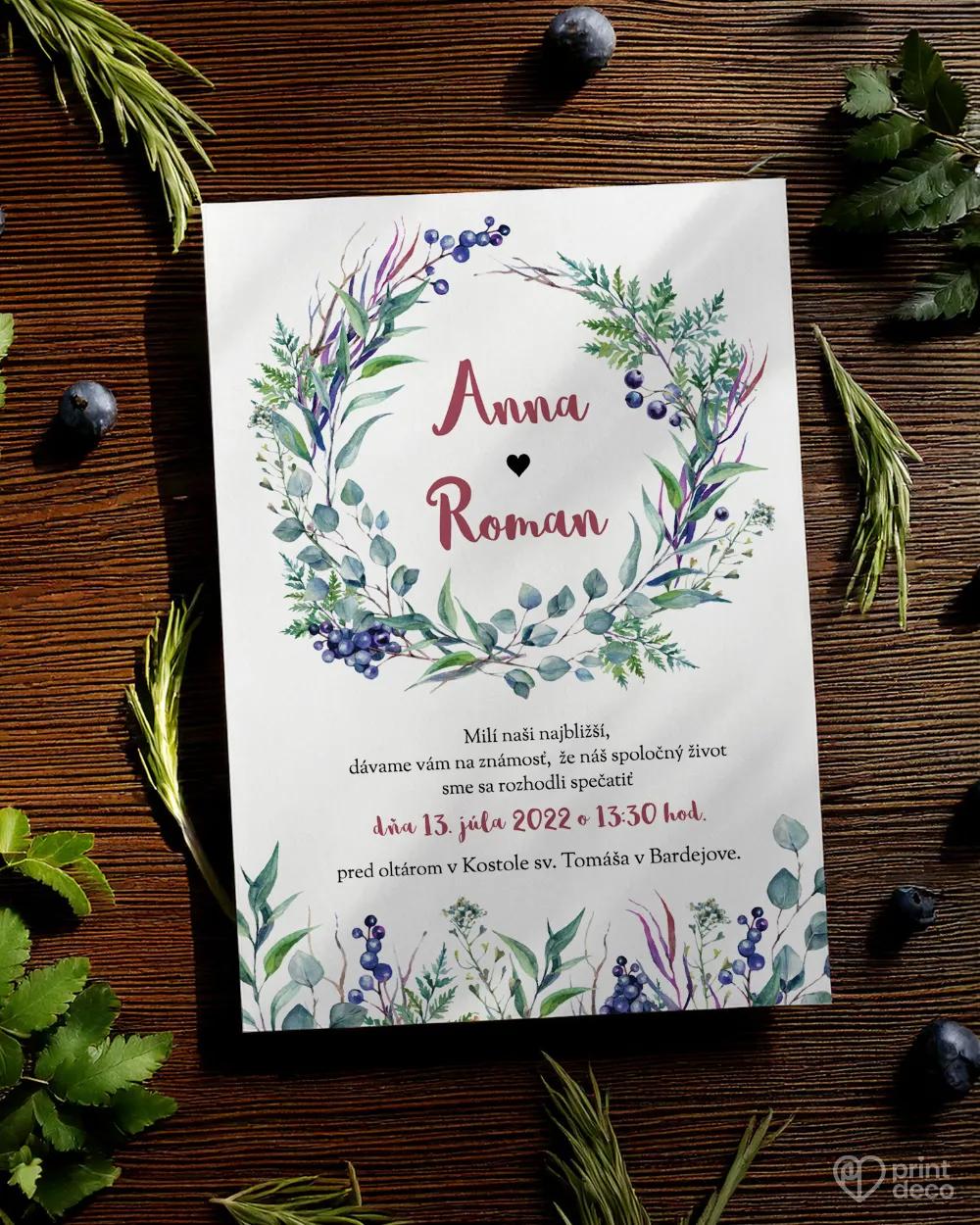 Svadobné oznámenia - Eucalyptus s bylinkami 1/2