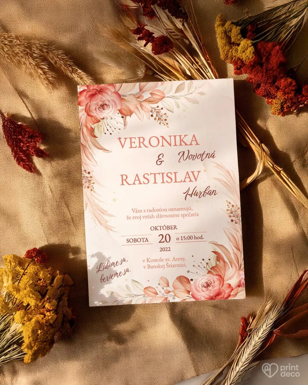 Svadobné oznámenia - Sušené kvety II. 1/2