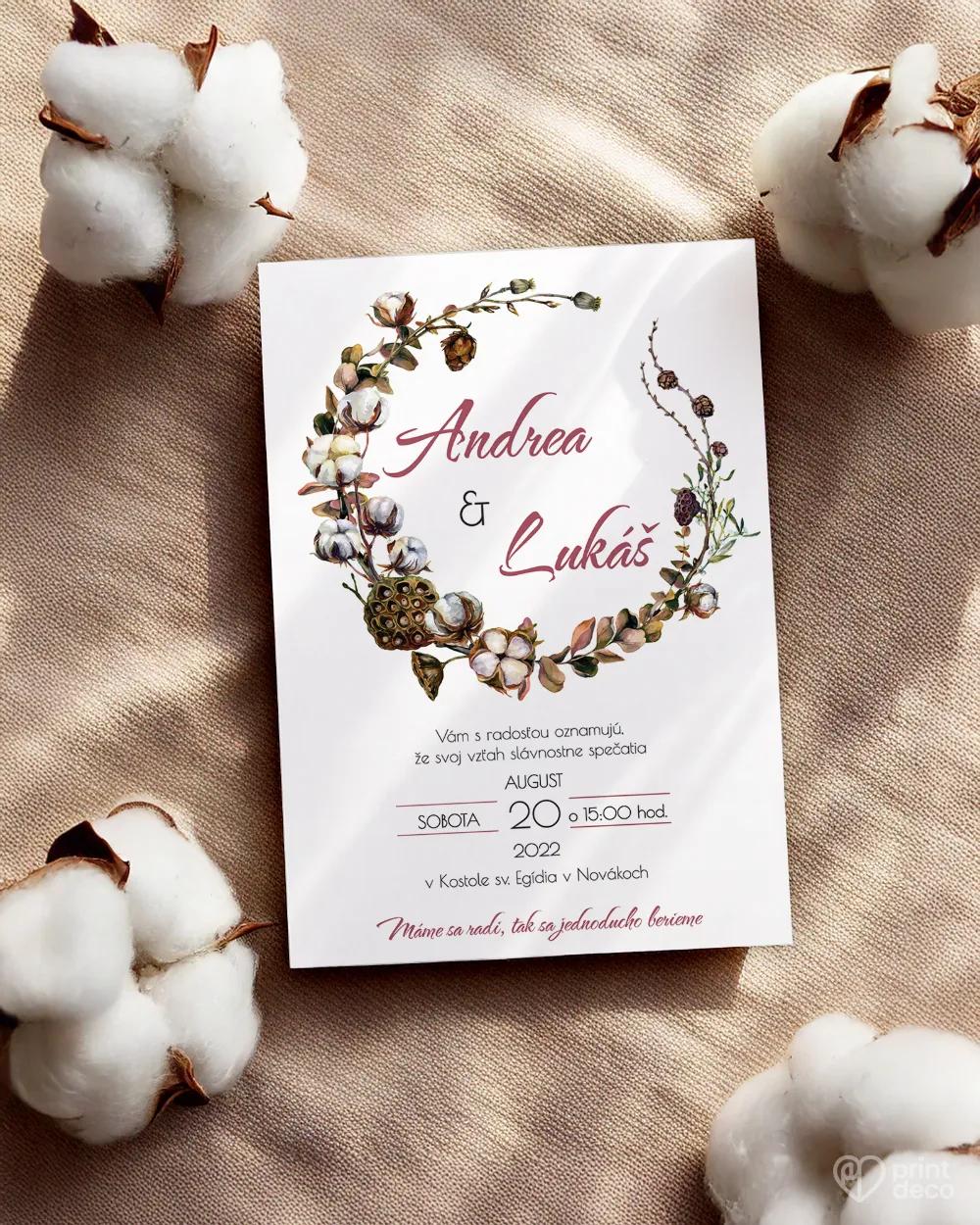 Svadobné oznámenia - Kvet bavlny 1/2
