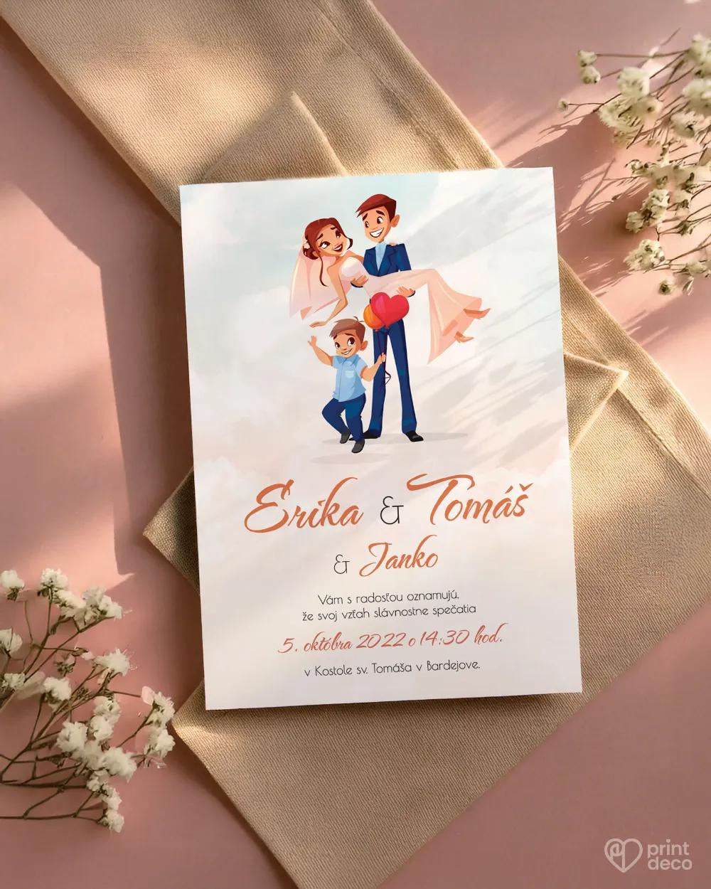 Svadobné oznámenia - Zaľúbený pár I. s chlapcom 1/2