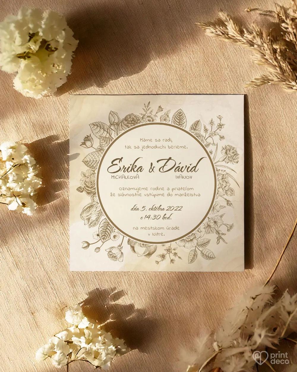 Svadobné oznámenia - Vintage kvety 1/2