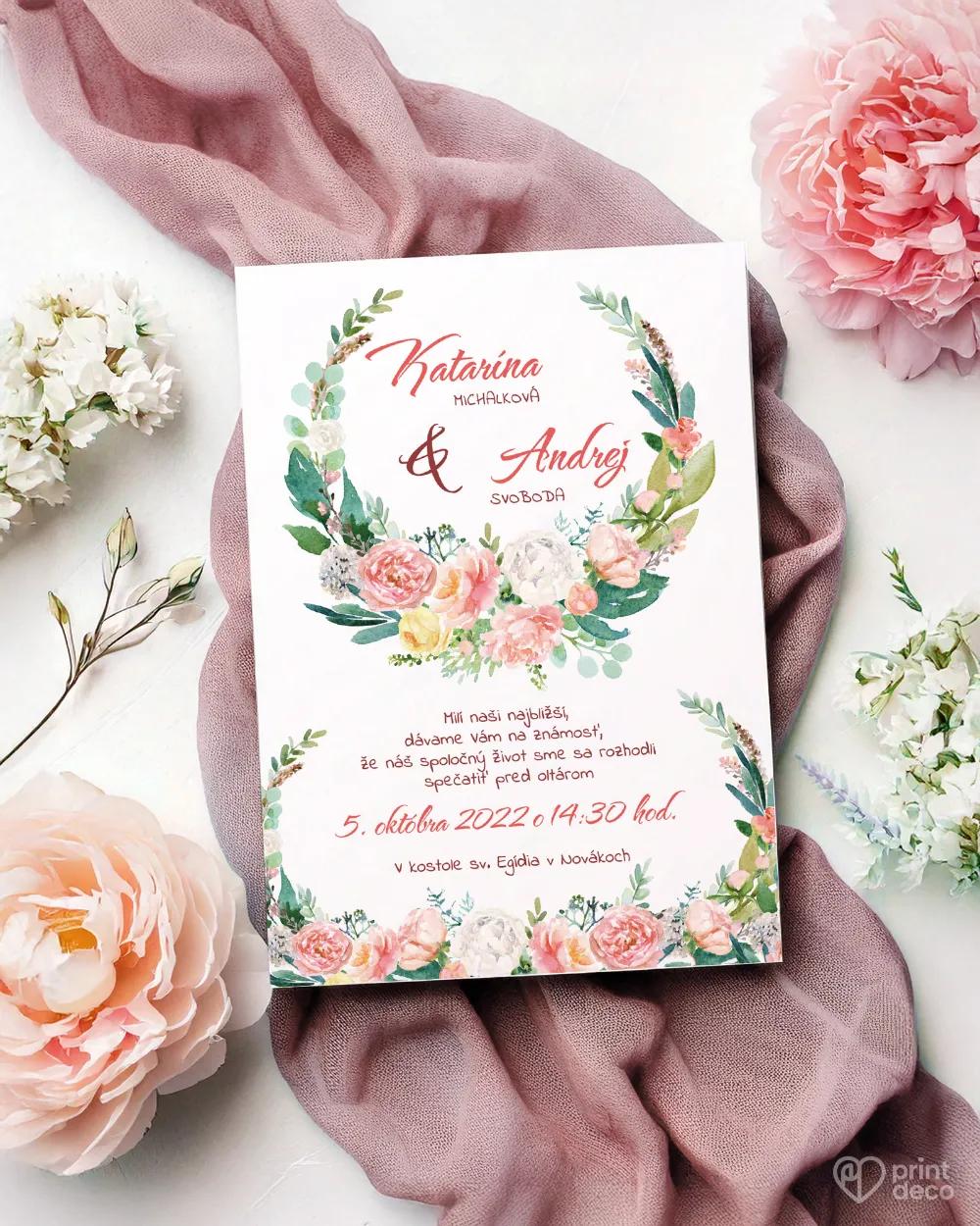 Svadobné oznámenia - Veniec kvetov 1/2