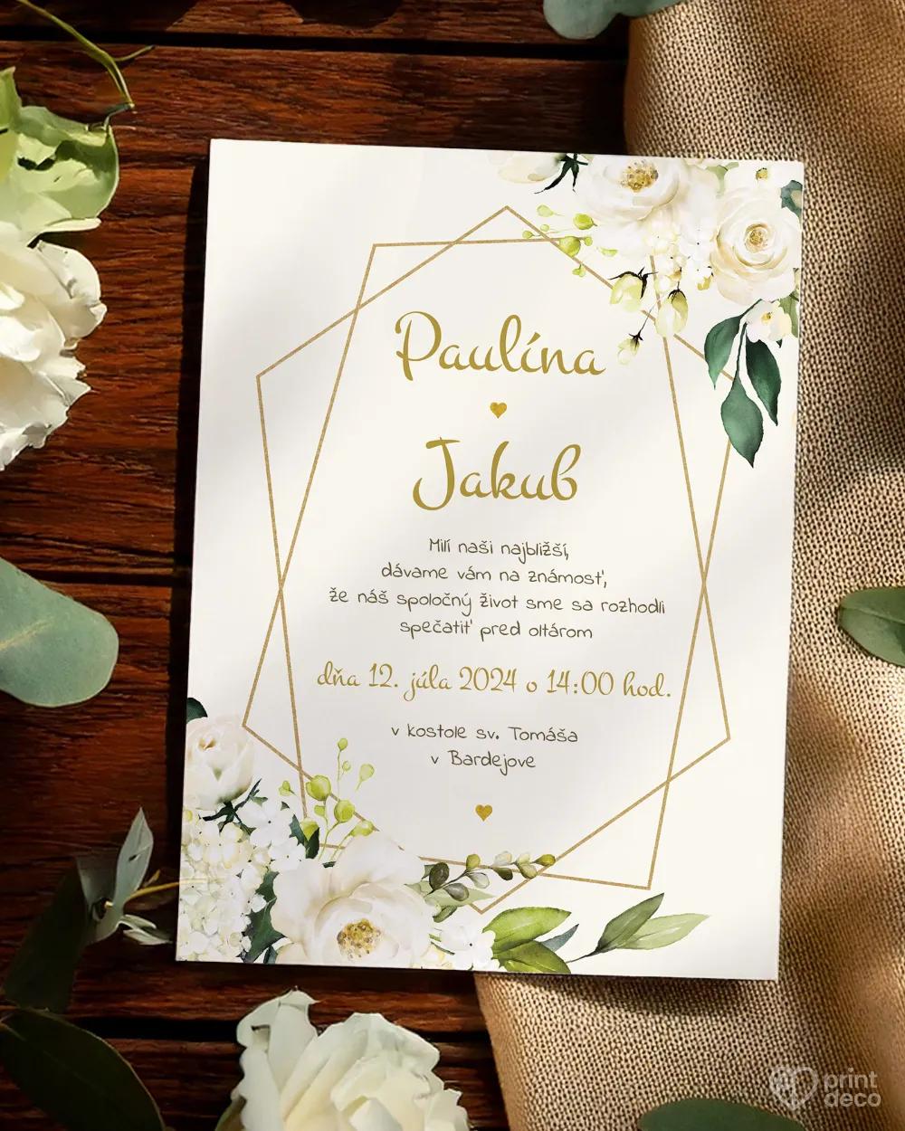 Svadobné oznámenia - Biele ruže III. 3/4