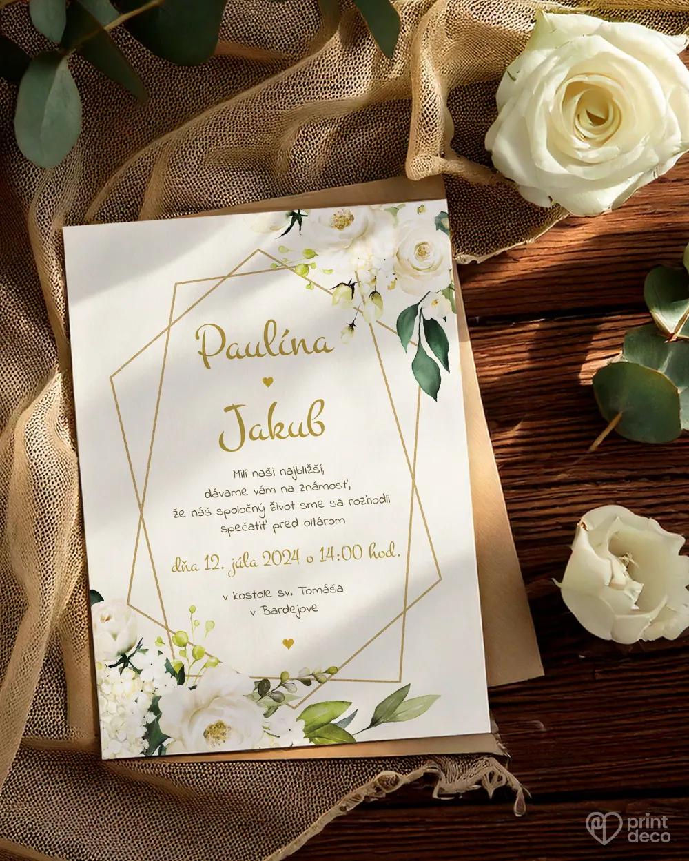 Svadobné oznámenia - Biele ruže III. 1/4