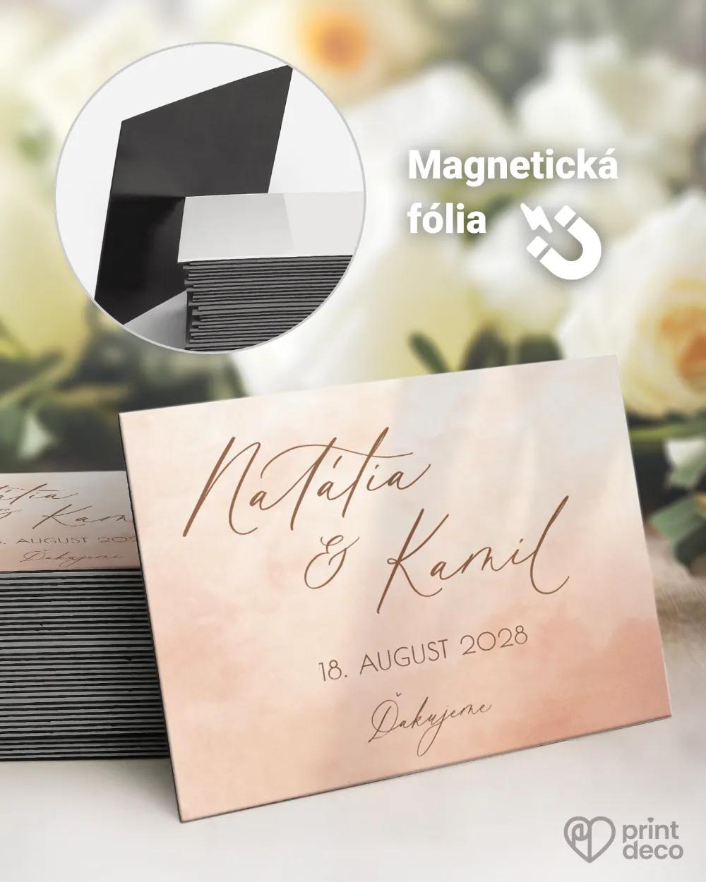 Svadobné magnetky - Akvarelová láska (lososová)