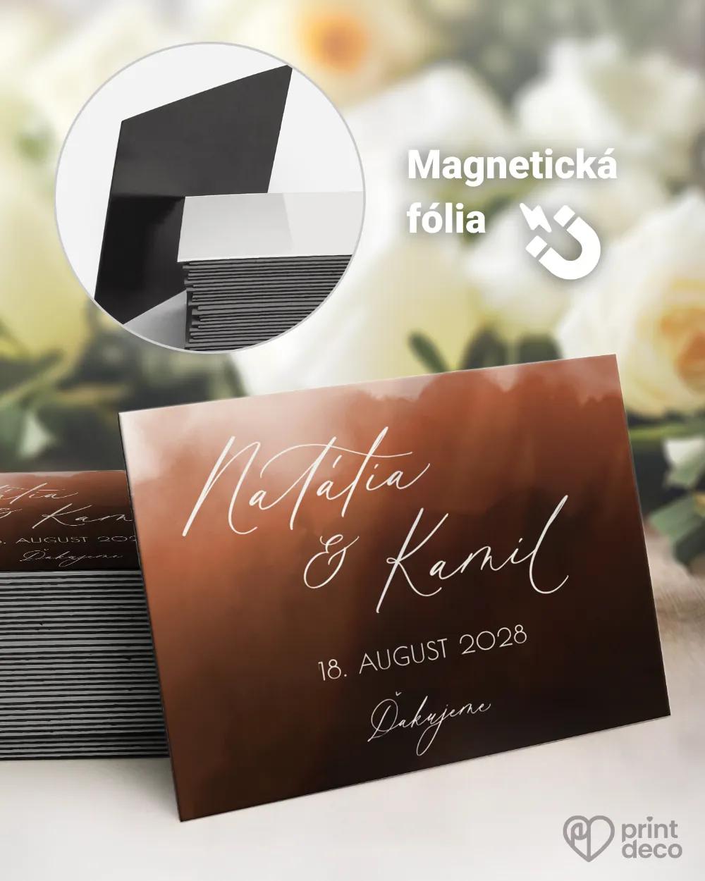 Svadobné magnetky - Akvarelová láska (medená)