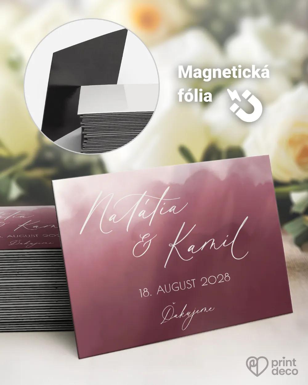 Svadobné magnetky - Akvarelová láska (ružová)