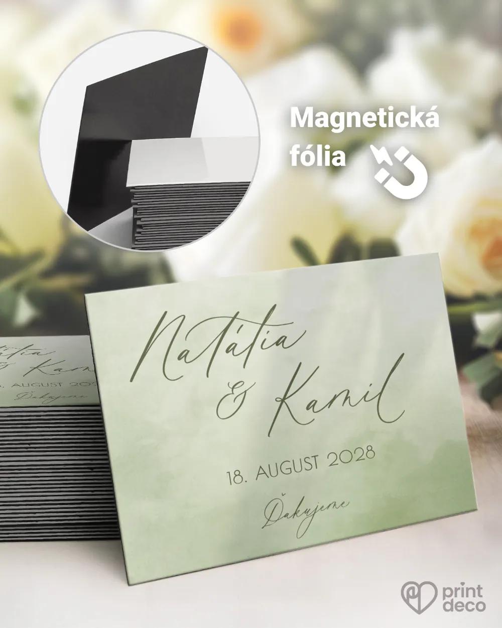 Svadobné magnetky - Akvarelová láska (zelená)