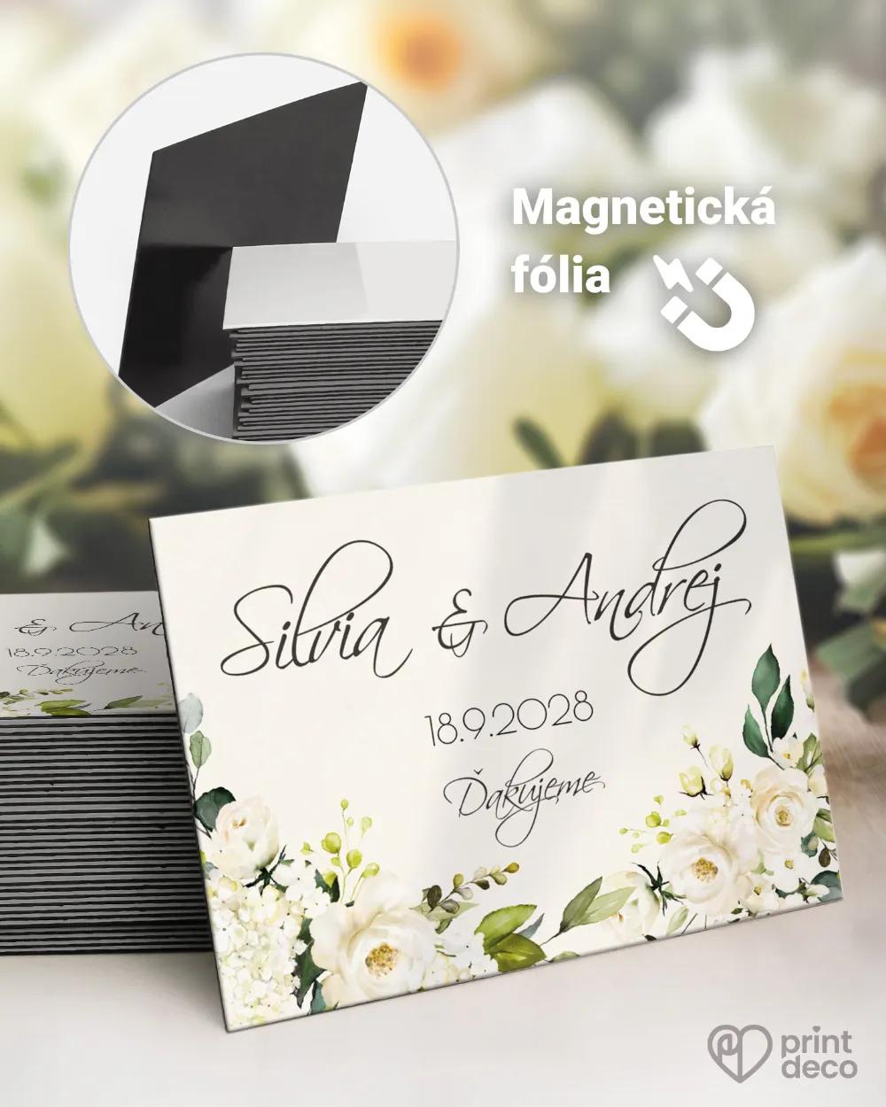 Svadobné magnetky - Biele ruže II.