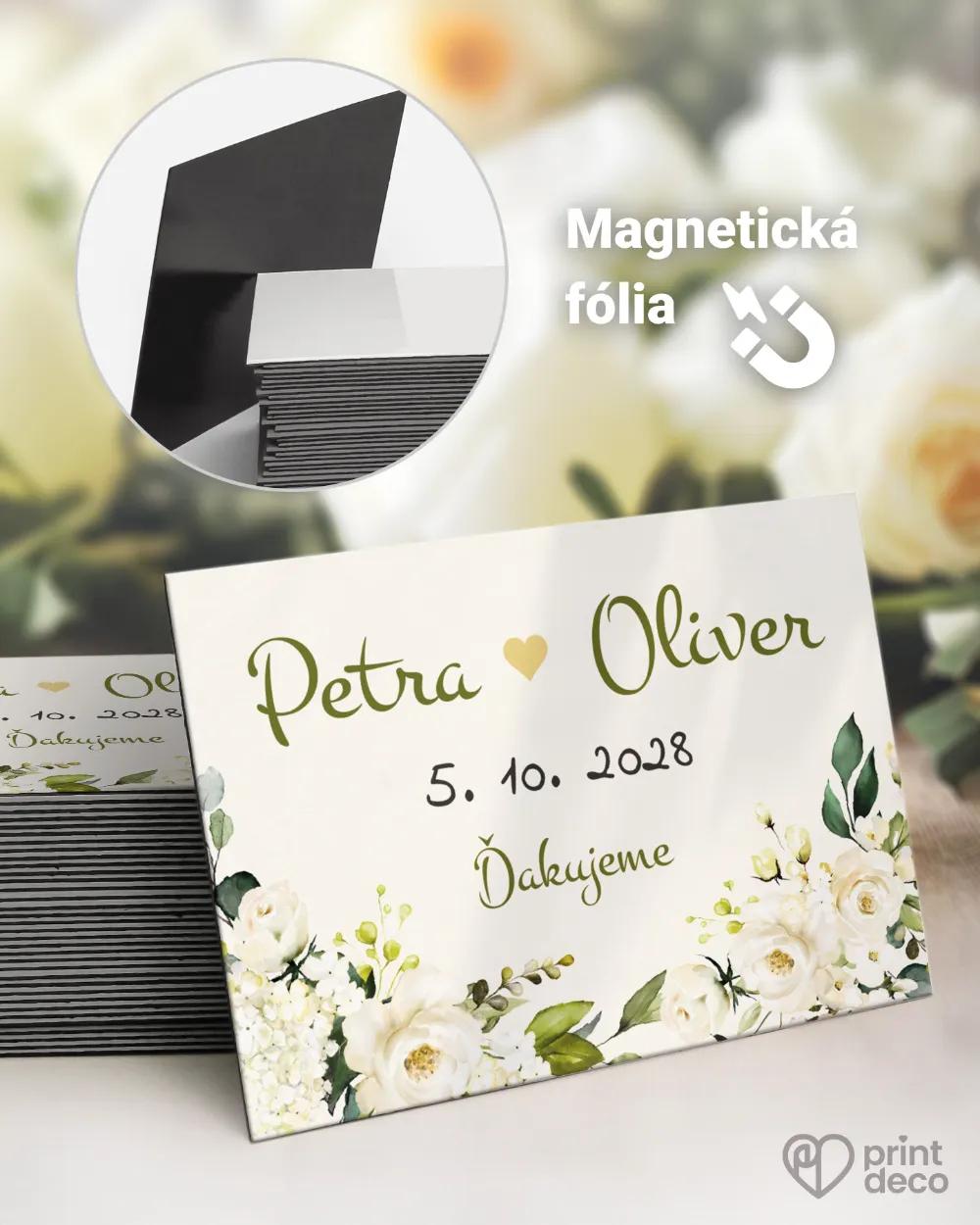 Svadobné magnetky - Biele ruže V.