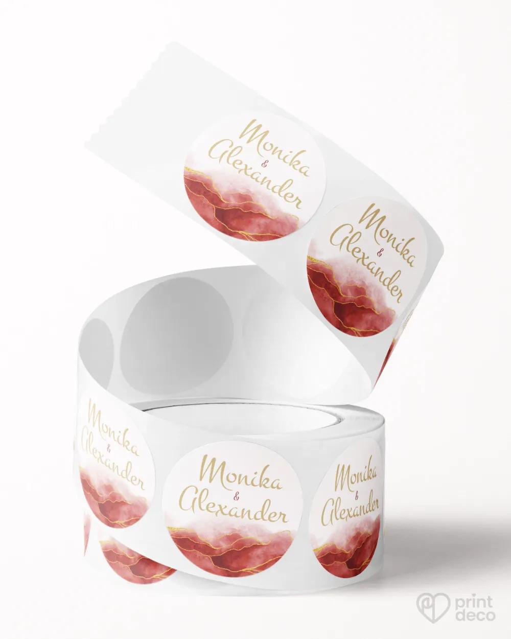 Mini nálepky na obálky / darčeky Abstrakt 04 bordová 1/3