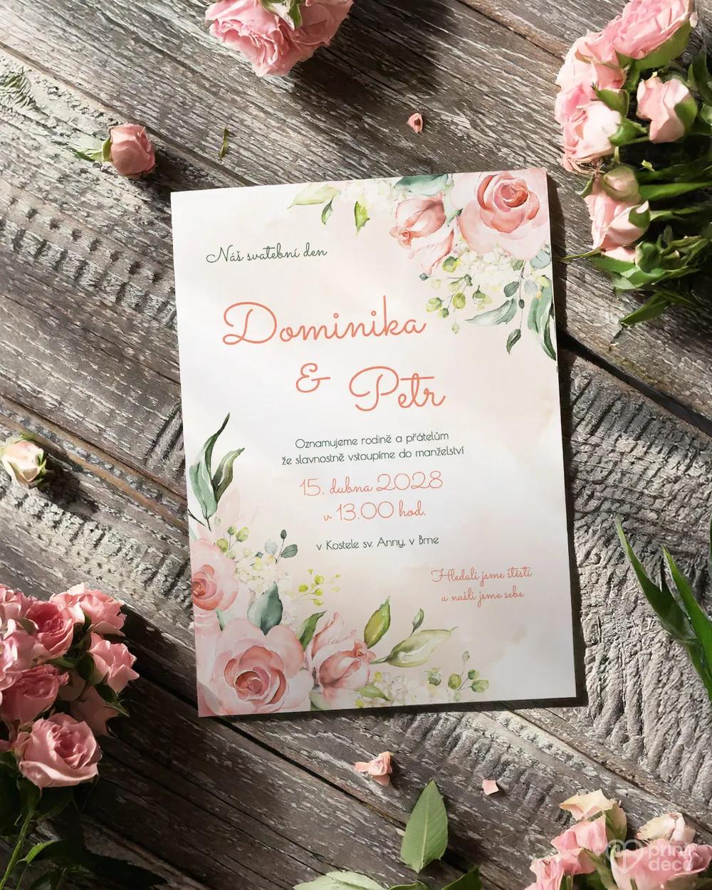 Svadobné oznámenia - Kvitnúce ruže 1/2