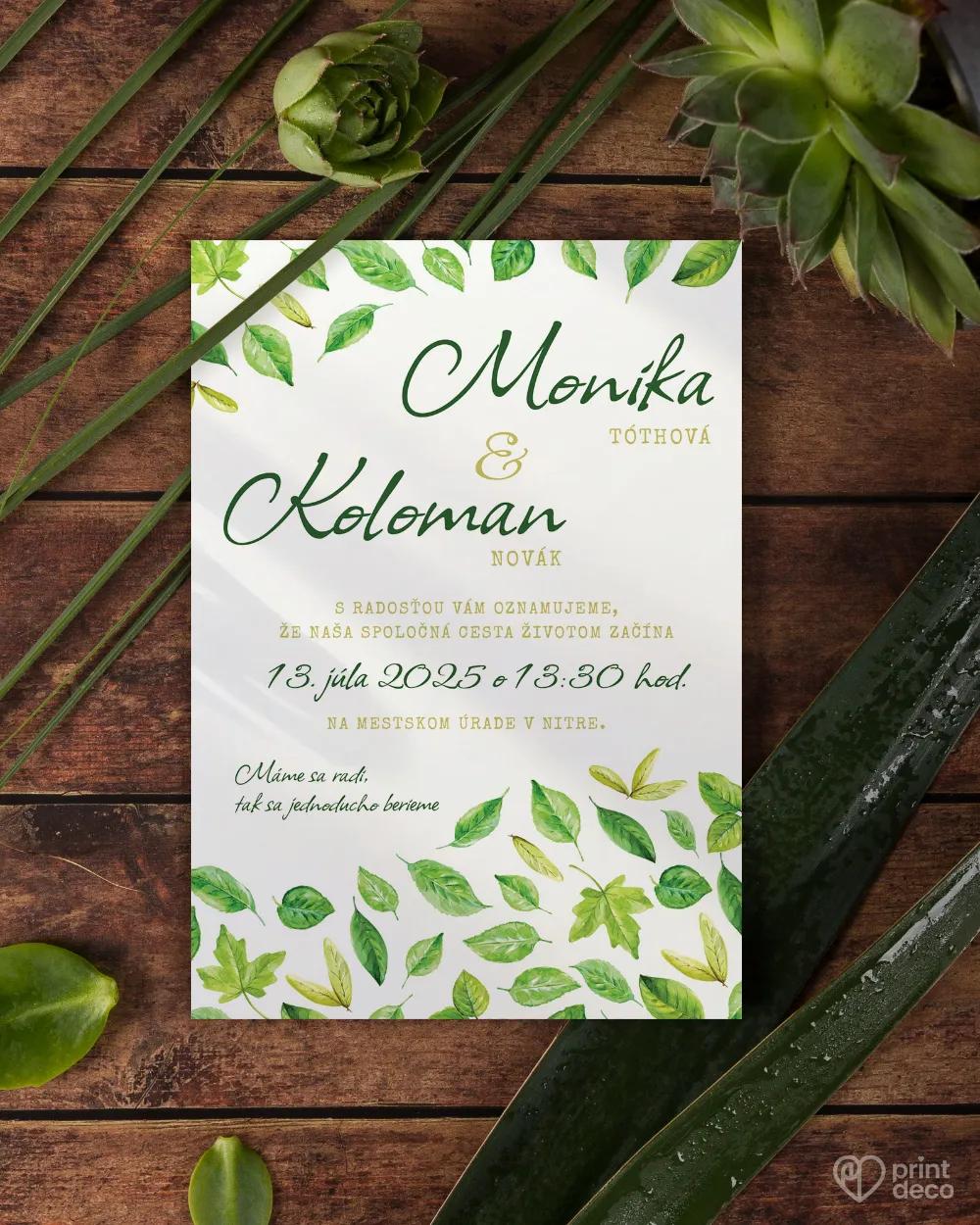 Svadobné oznámenia - Svieže listy I. 1/3