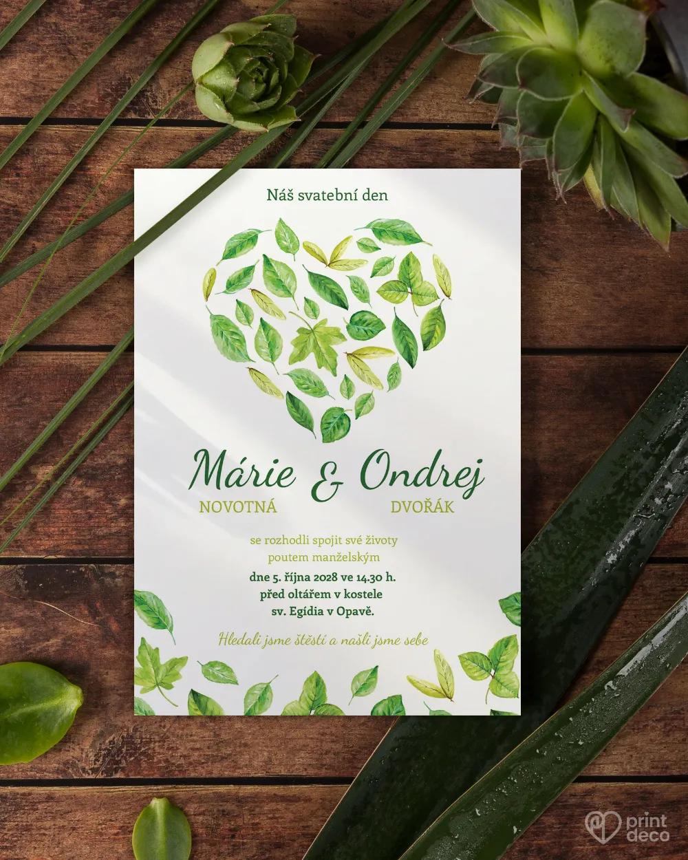 Svadobné oznámenia - Svieže listy II. 1/3