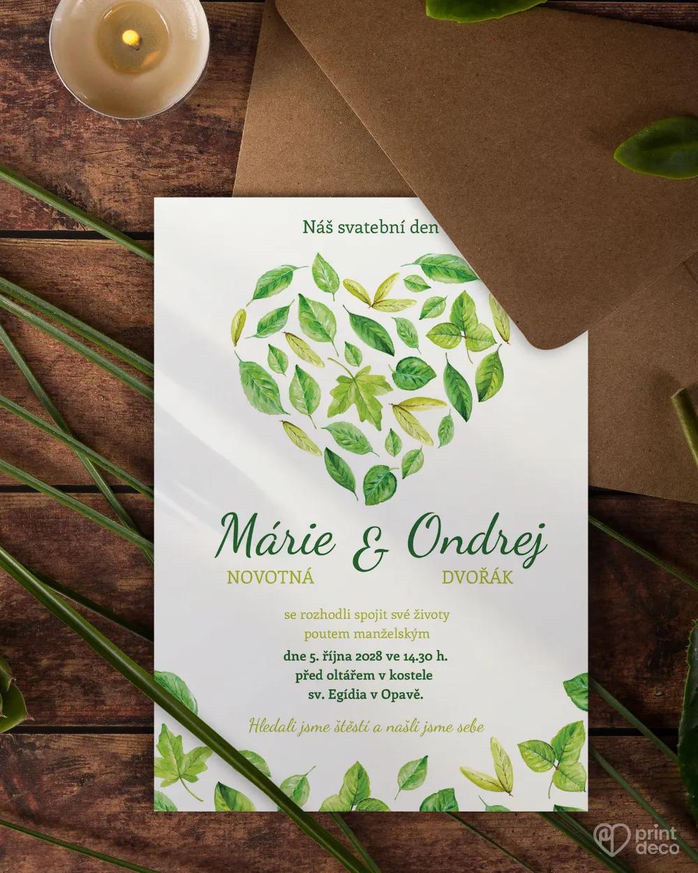 Svadobné oznámenia - Svieže listy II. 2/3