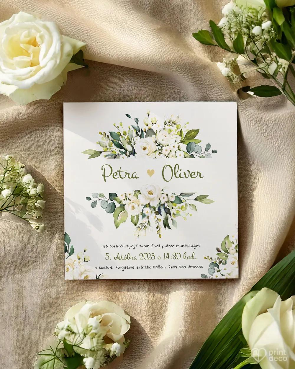 Svadobné oznámenia - Biele ruže V. 1/2