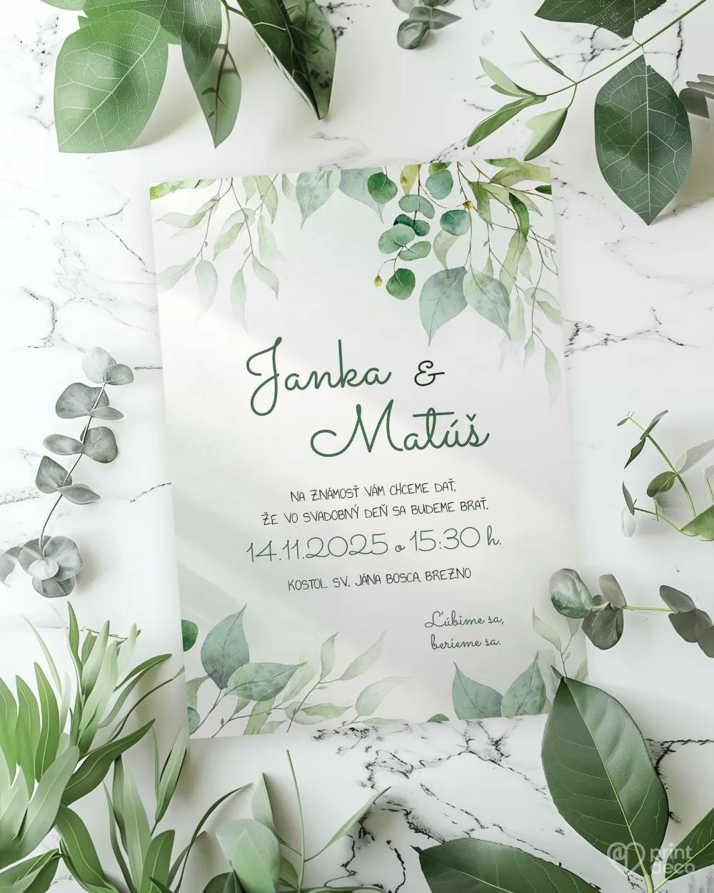 Svadobné oznámenia - Greenery V. 1/2