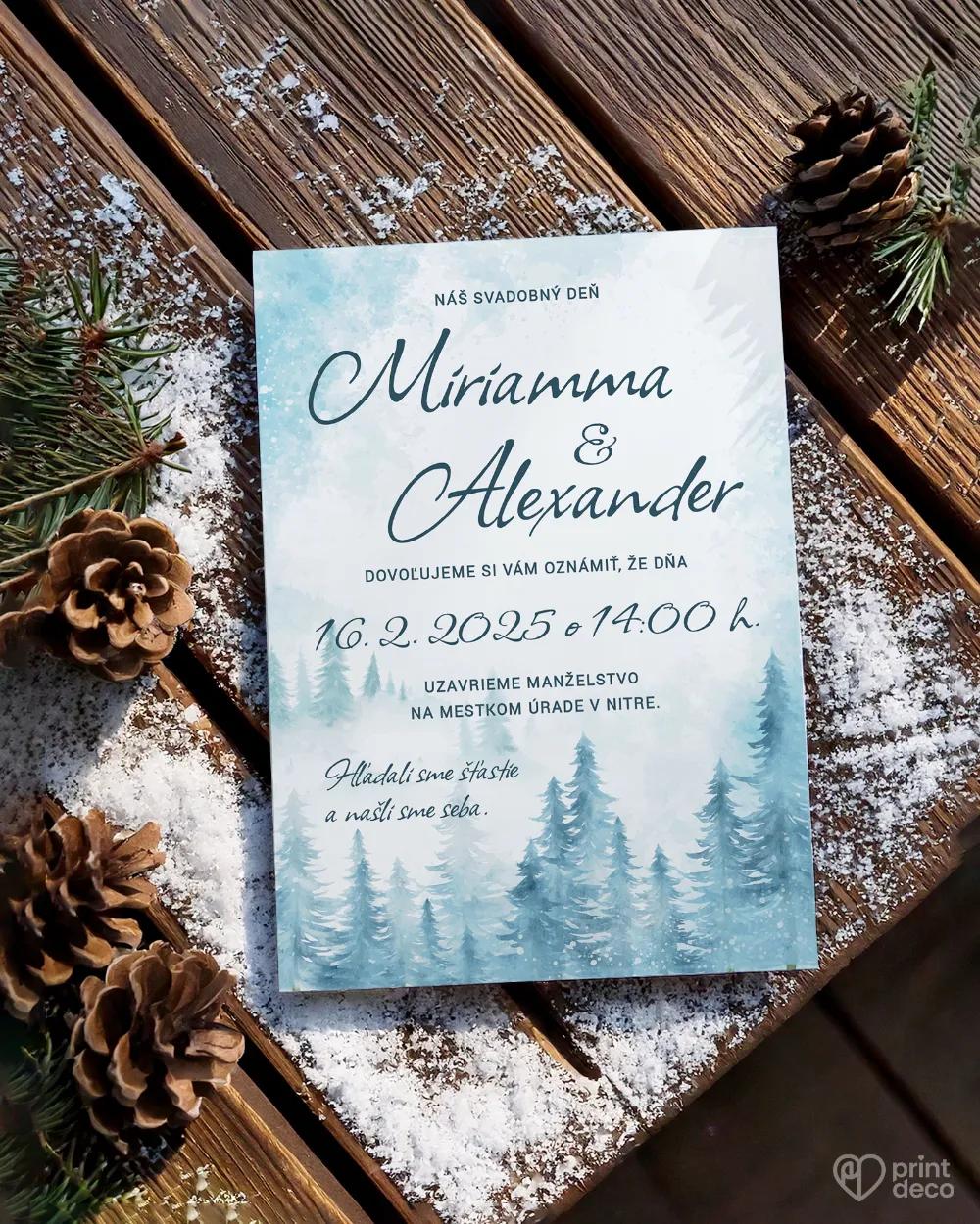 Svadobné oznámenia - Zimná krajina I. 1/2