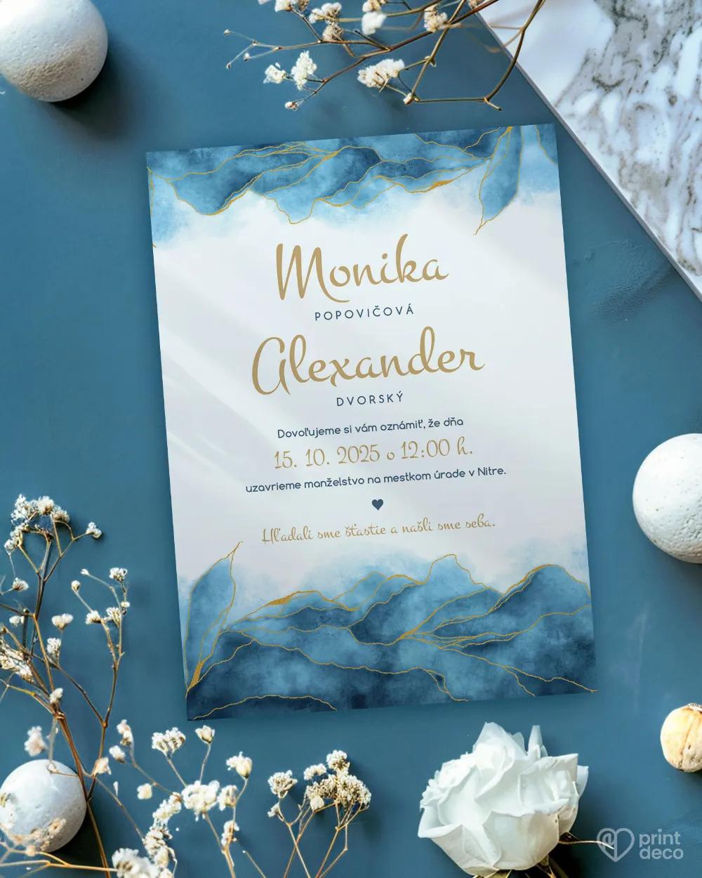 Svadobné oznámenia - Abstrakt IV. modrá 1/2