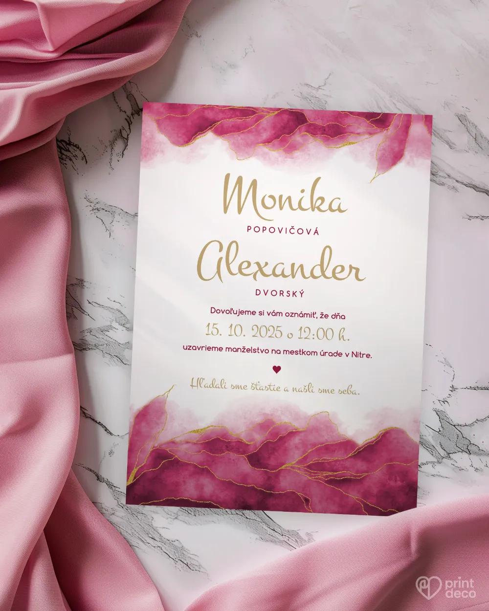 Svadobné oznámenia - Abstrakt IV. ružová 1/2
