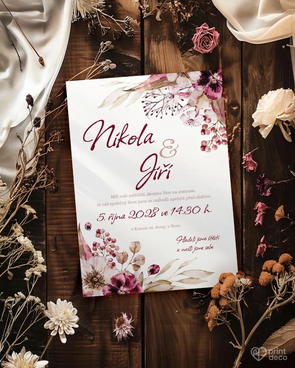 Svadobné oznámenia - Kytica kvetov 1/2