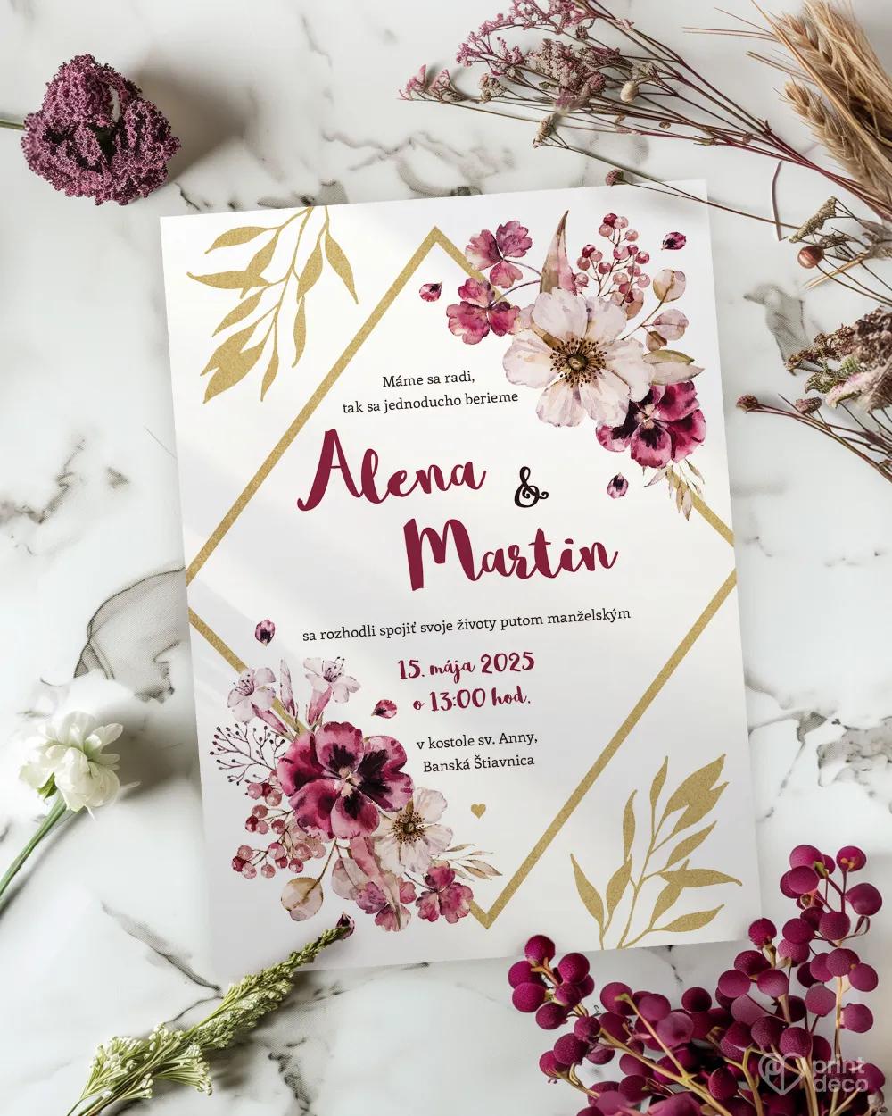 Svadobné oznámenia - Rozkvitnuté kvety II. 1/2