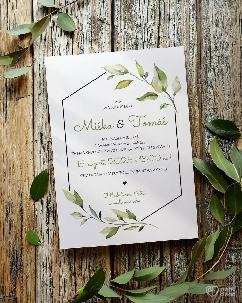 Svadobné oznámenia - Greenery VI. 1/2