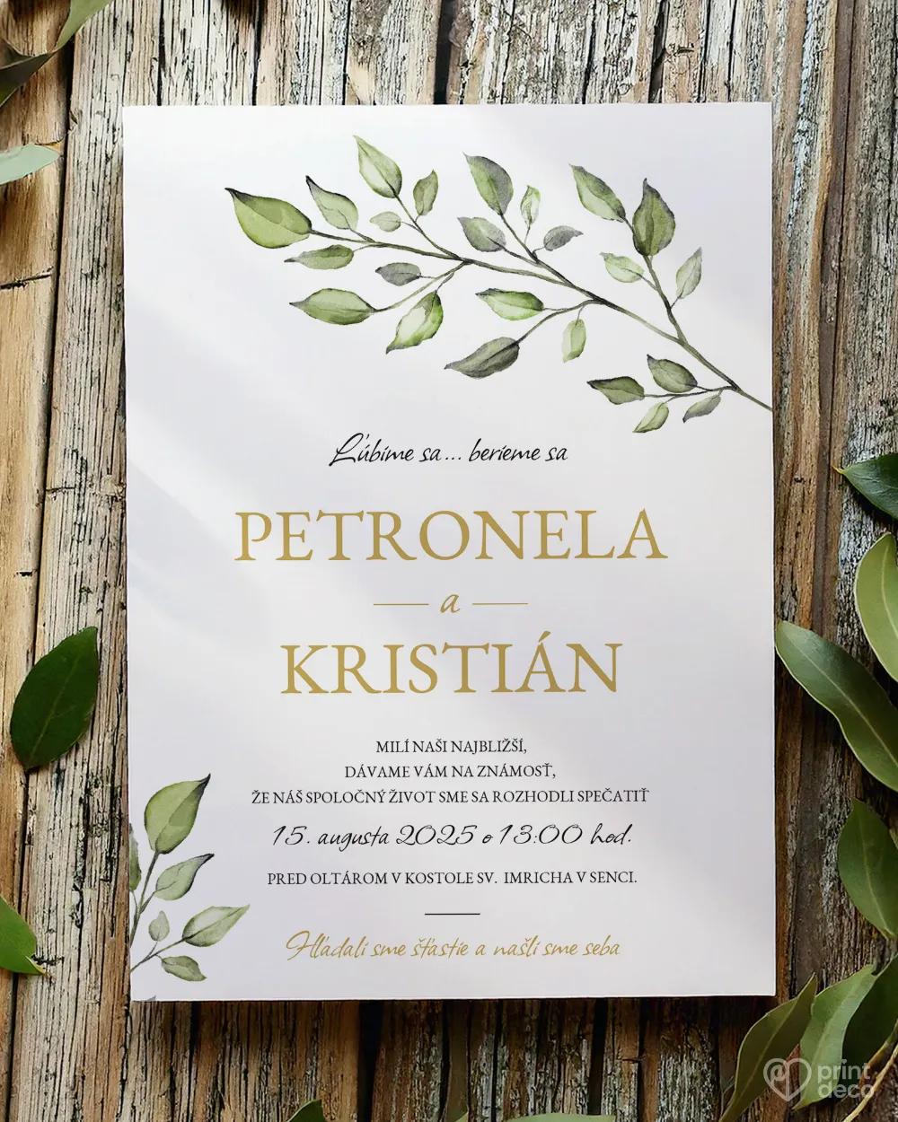 Svadobné oznámenia - Greenery VII.