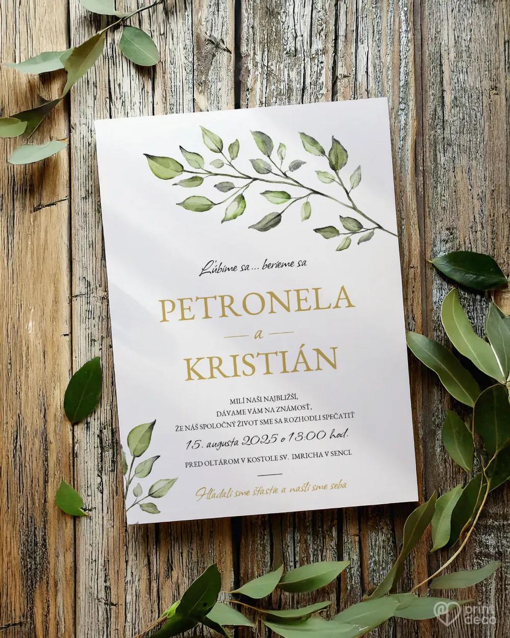 Svadobné oznámenia - Greenery VII. 1/2