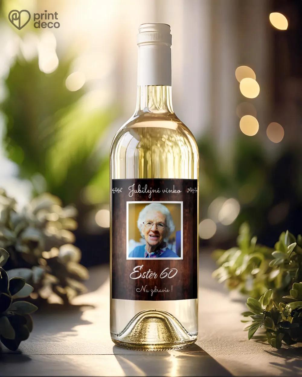 Etikety na fľaše Tmavé drevo s fotkou 1/2