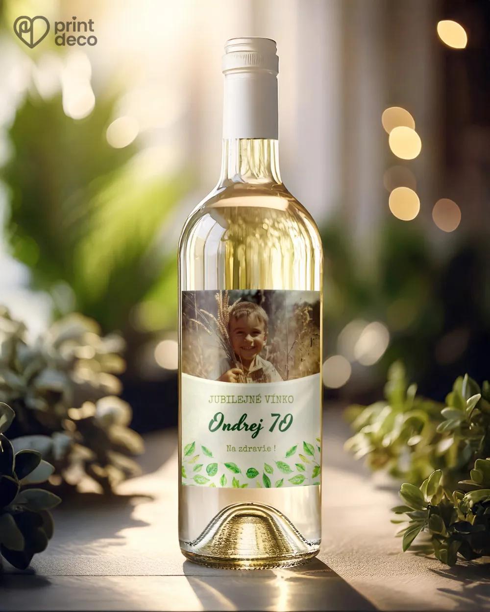 Etikety na fľaše Zelené listy s fotkou 1/2