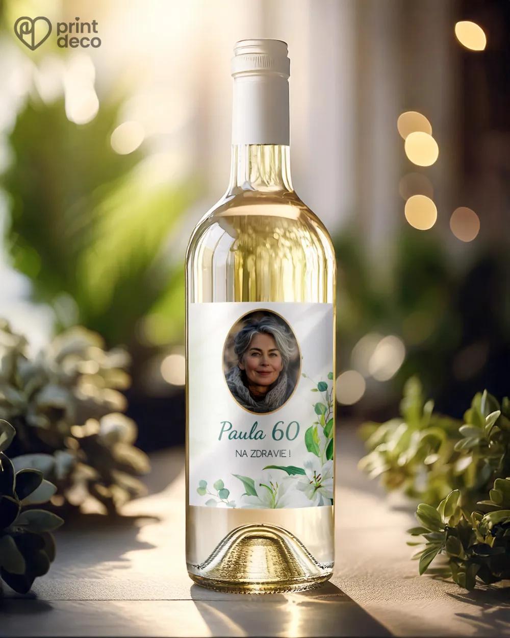 Etikety na fľaše Biele ľalie s fotkou 1/2